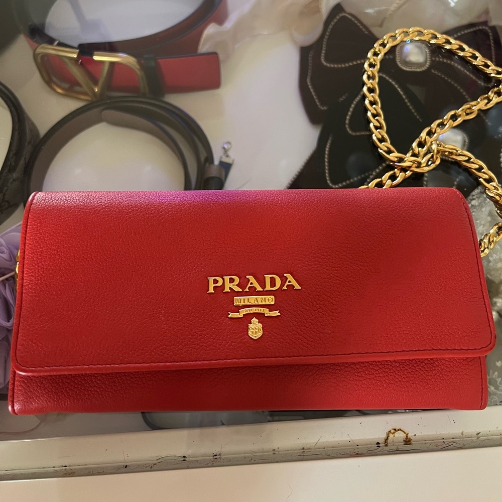LIKE new RED PRADA BAG